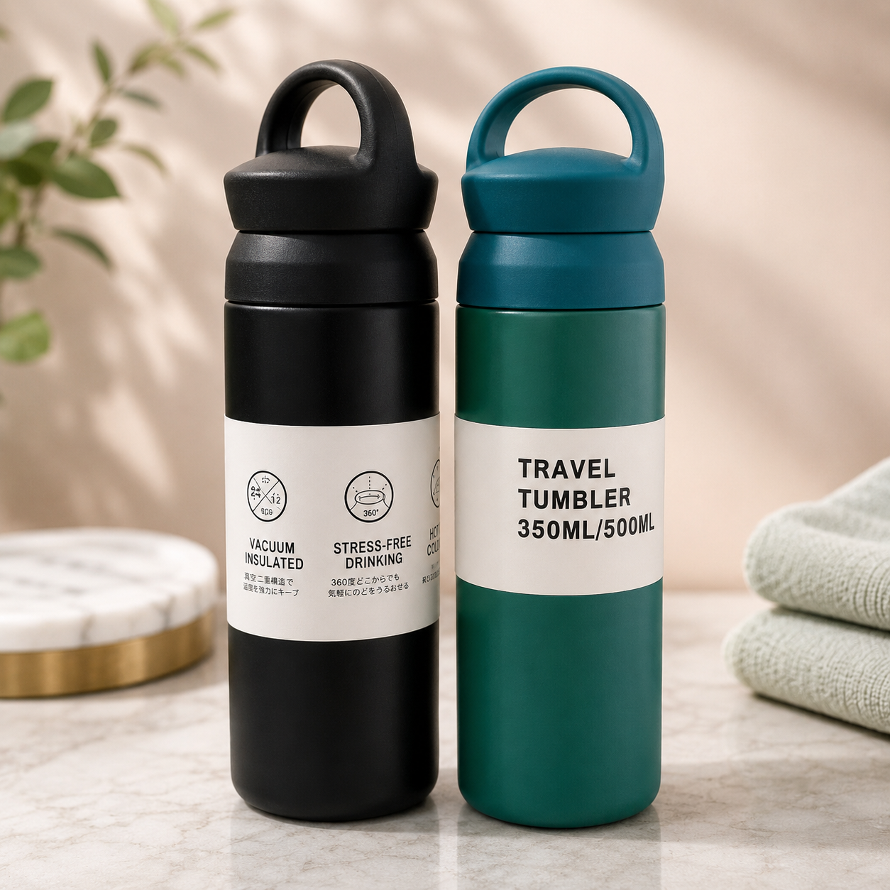 DuoSip Travel Tumbler – 500 / 350 ml Vacuum Insulated