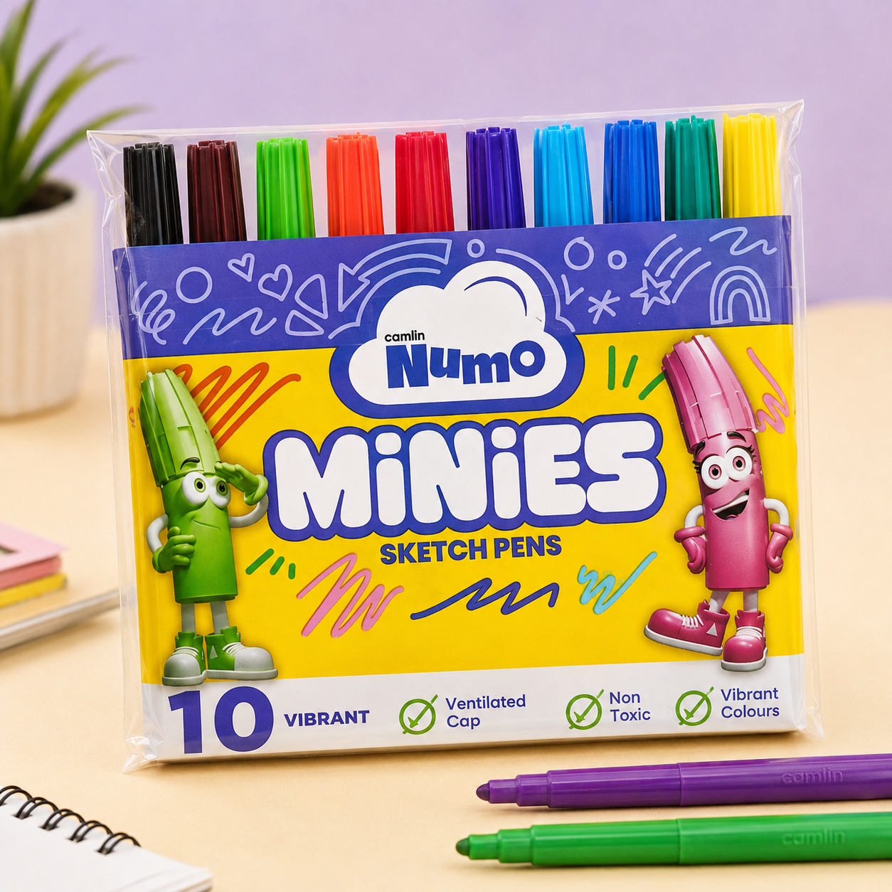 Camlin Numo Minies Sketch Pens – 10 Shades