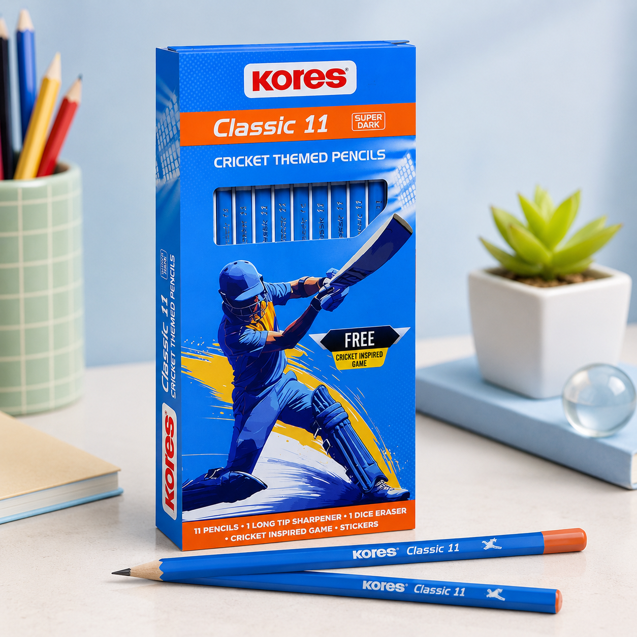 Kores Classic 11 Cricket-Themed Pencils