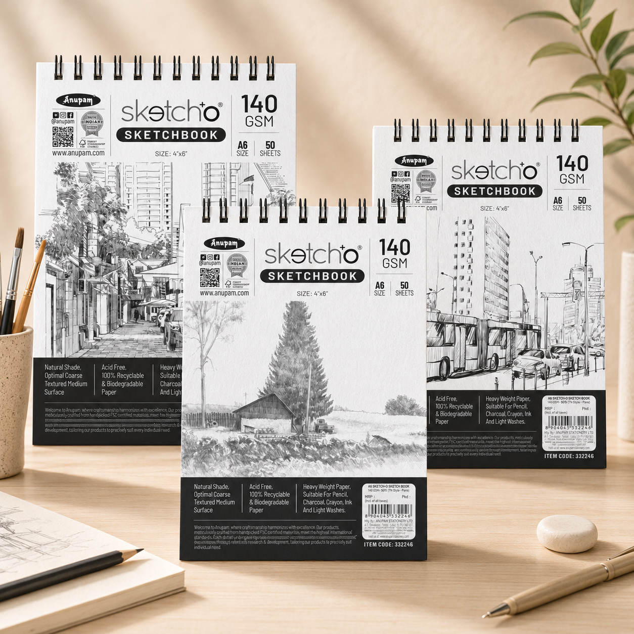 Anupam Sketch-O Sketchbook – A6 | 140 GSM | 50 Sheets
