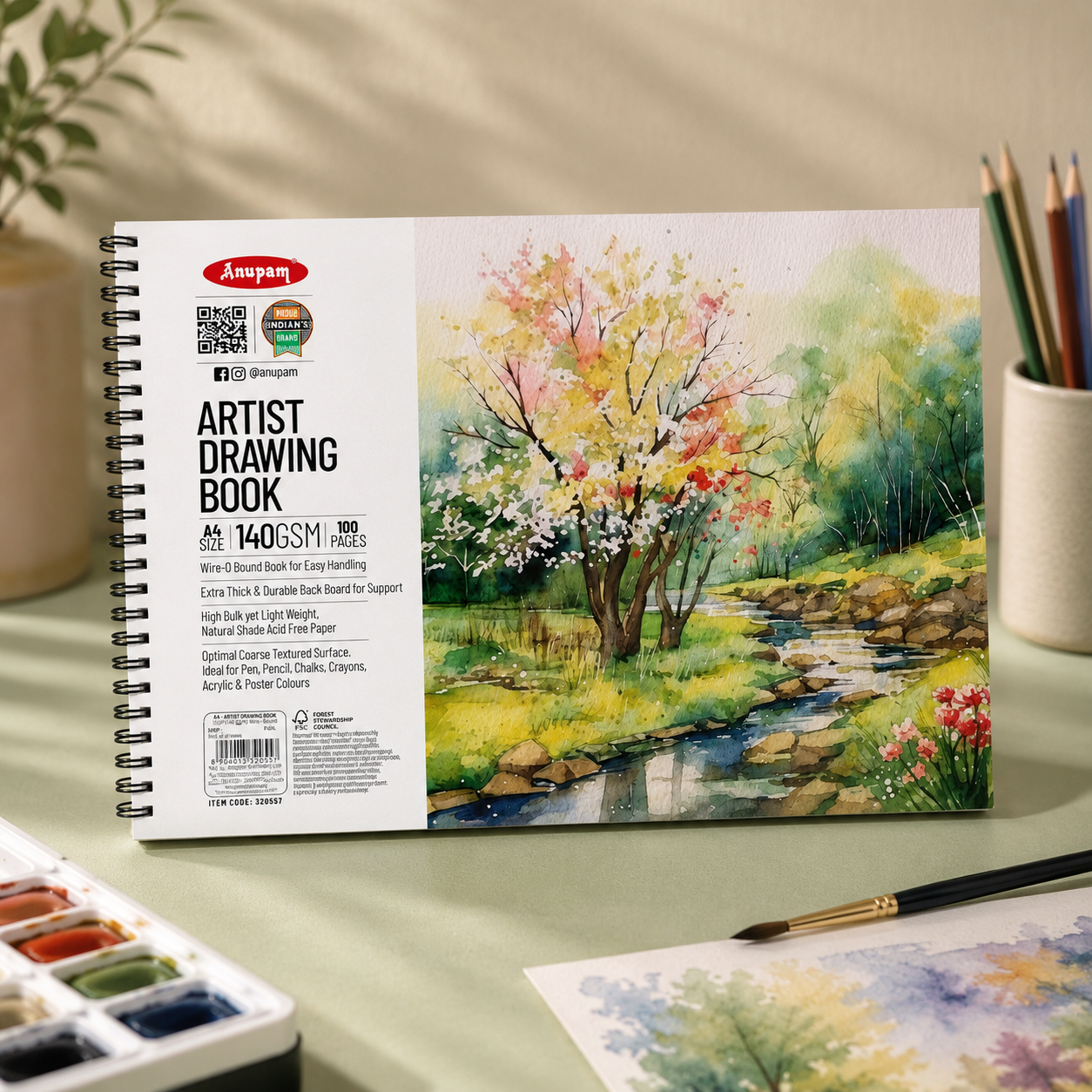 Anupam Artist Drawing Book – A4 | 140 GSM | 100 Pages
