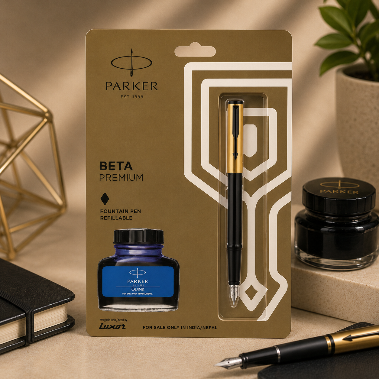Parker Beta Premium Fountain Pen with QUINK Ink Bottle
