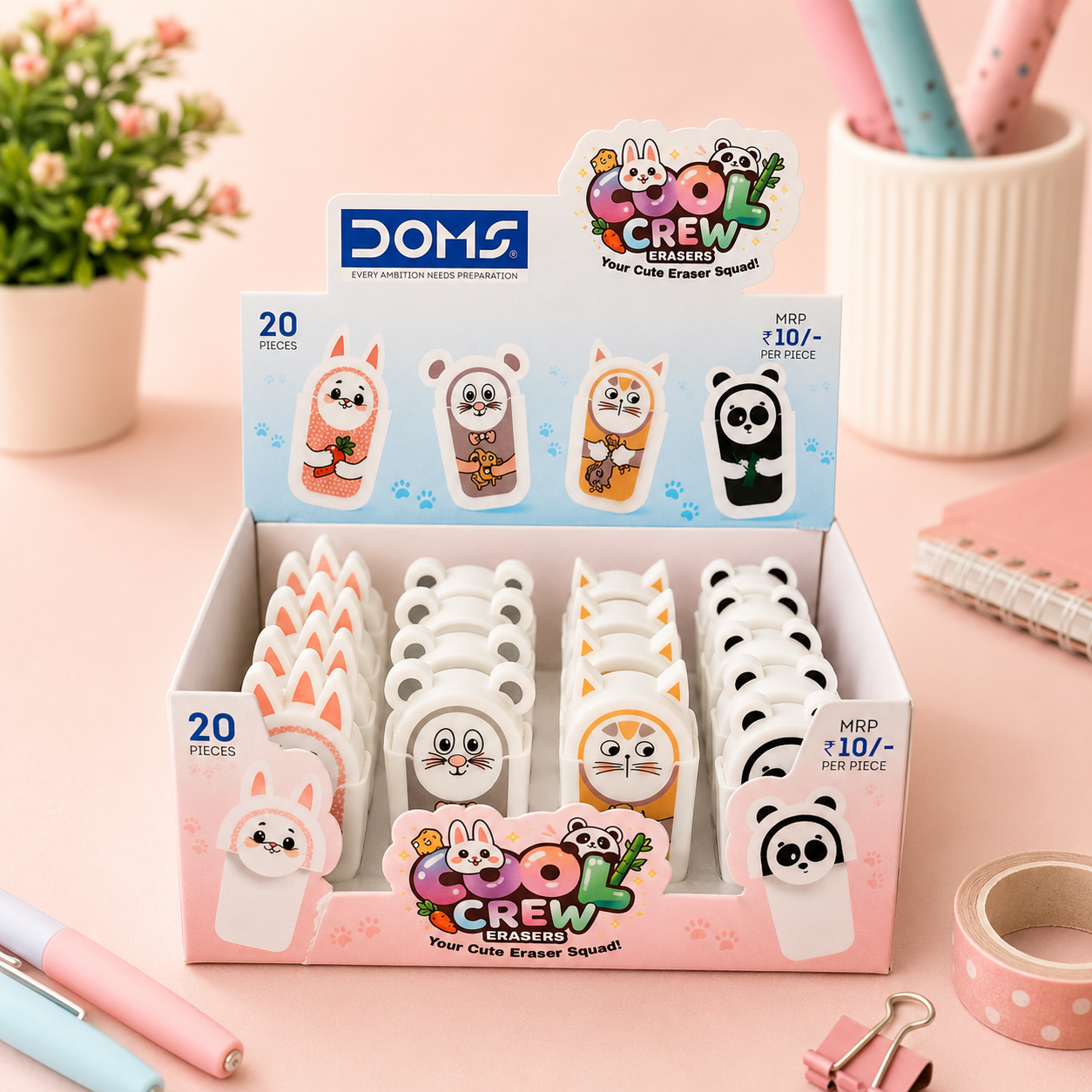 DOMS Cool Crew Erasers β Set of 5