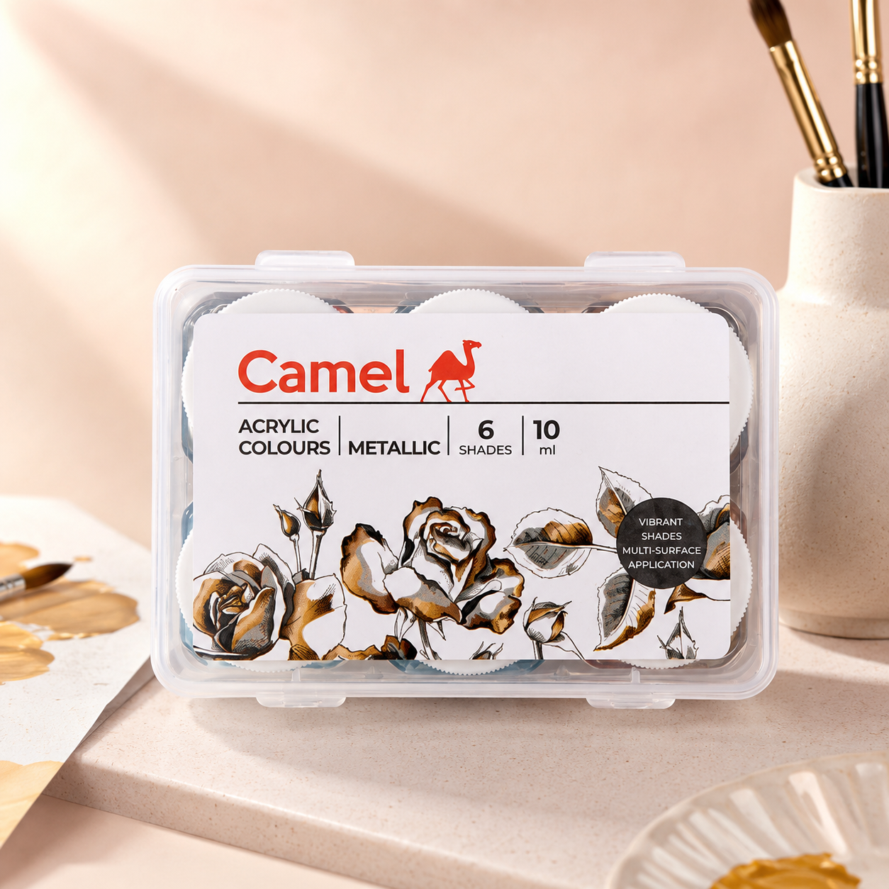 Camel Acrylic Colours – Metallic Range (6 Shades × 10 ml)
