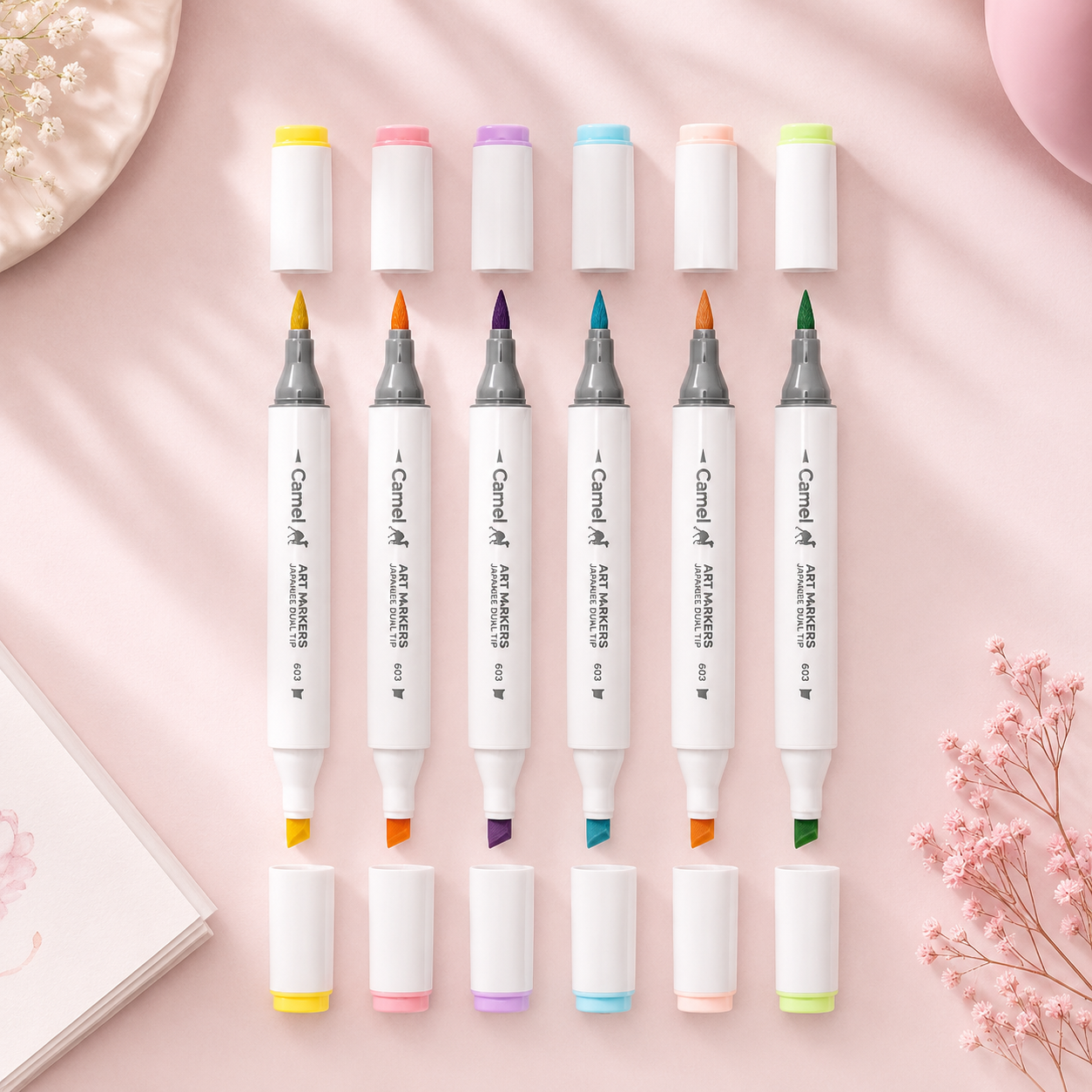 Camel Art Markers – Soft Pastels Collection (Set of 6)
