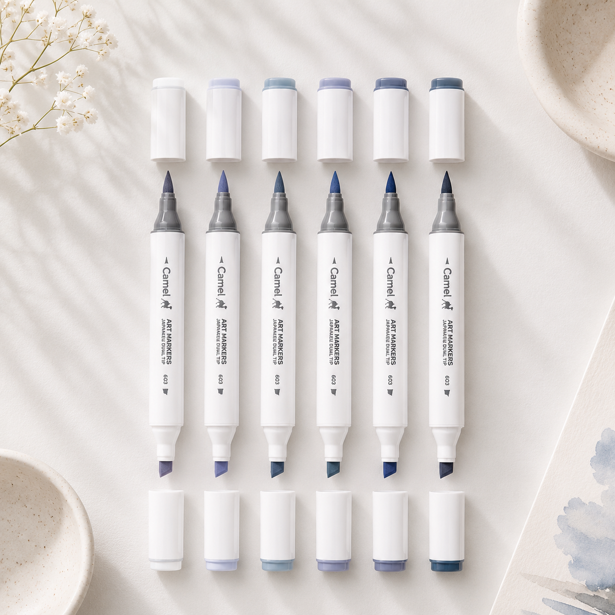 Camel Art Markers – Cool Greys Collection (Set of 6)
