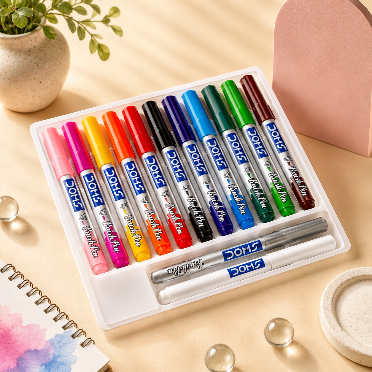 DOMS Brush Pens – 12 + 1 + 1 Shades