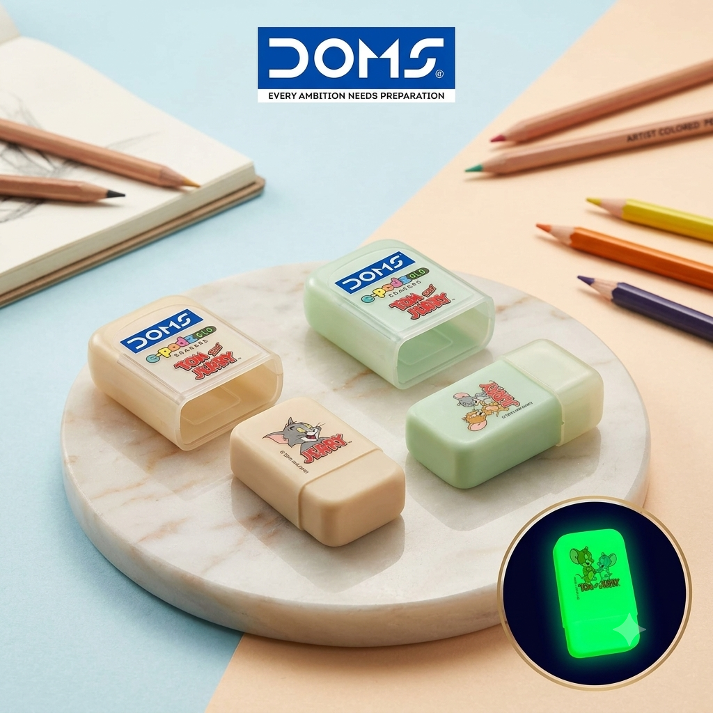 DOMS E-Pods Glow in the Dark Erasers – Tom &Jerry | Set of 5