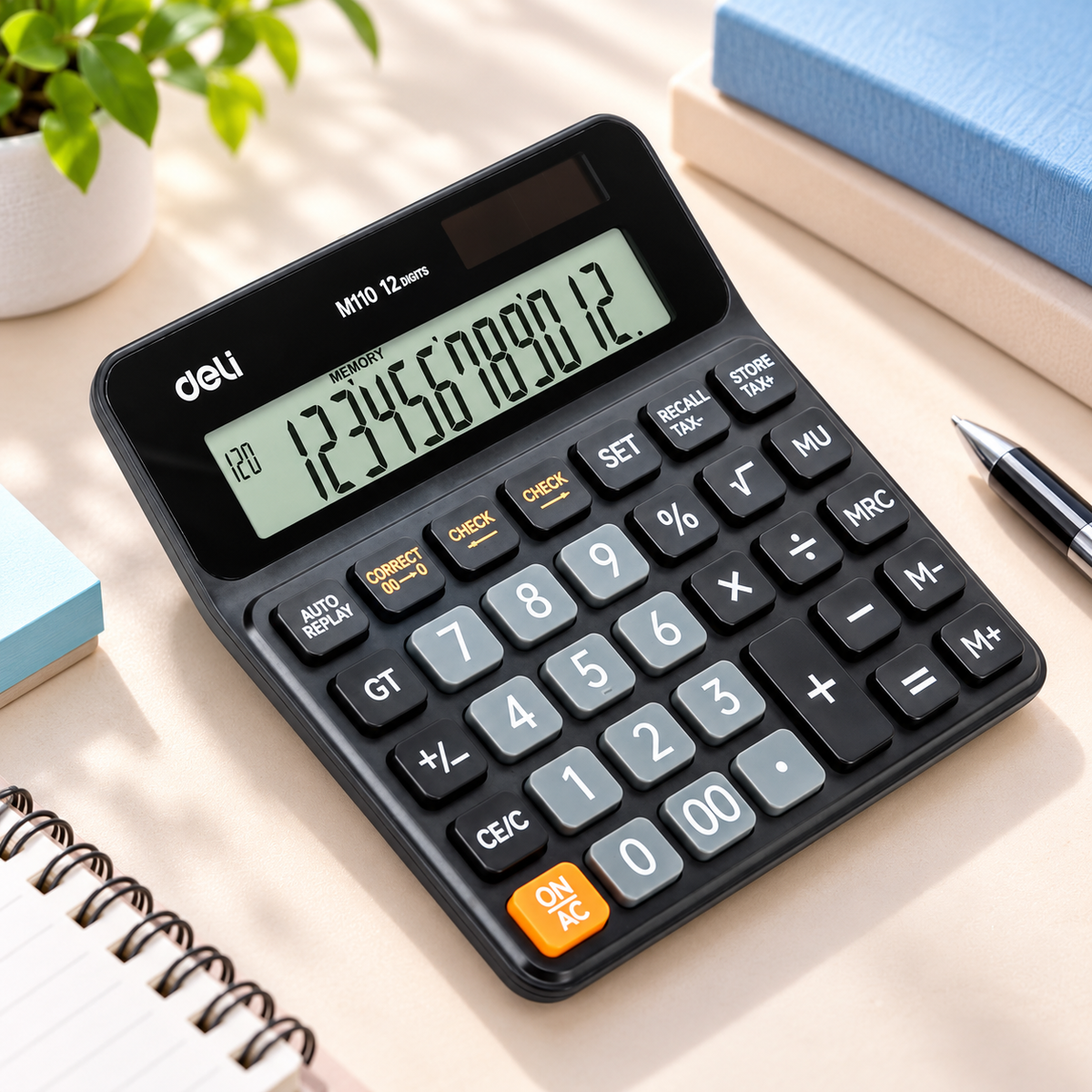 Deli M110 Calculator – 12-Digit Dual Power Calculator