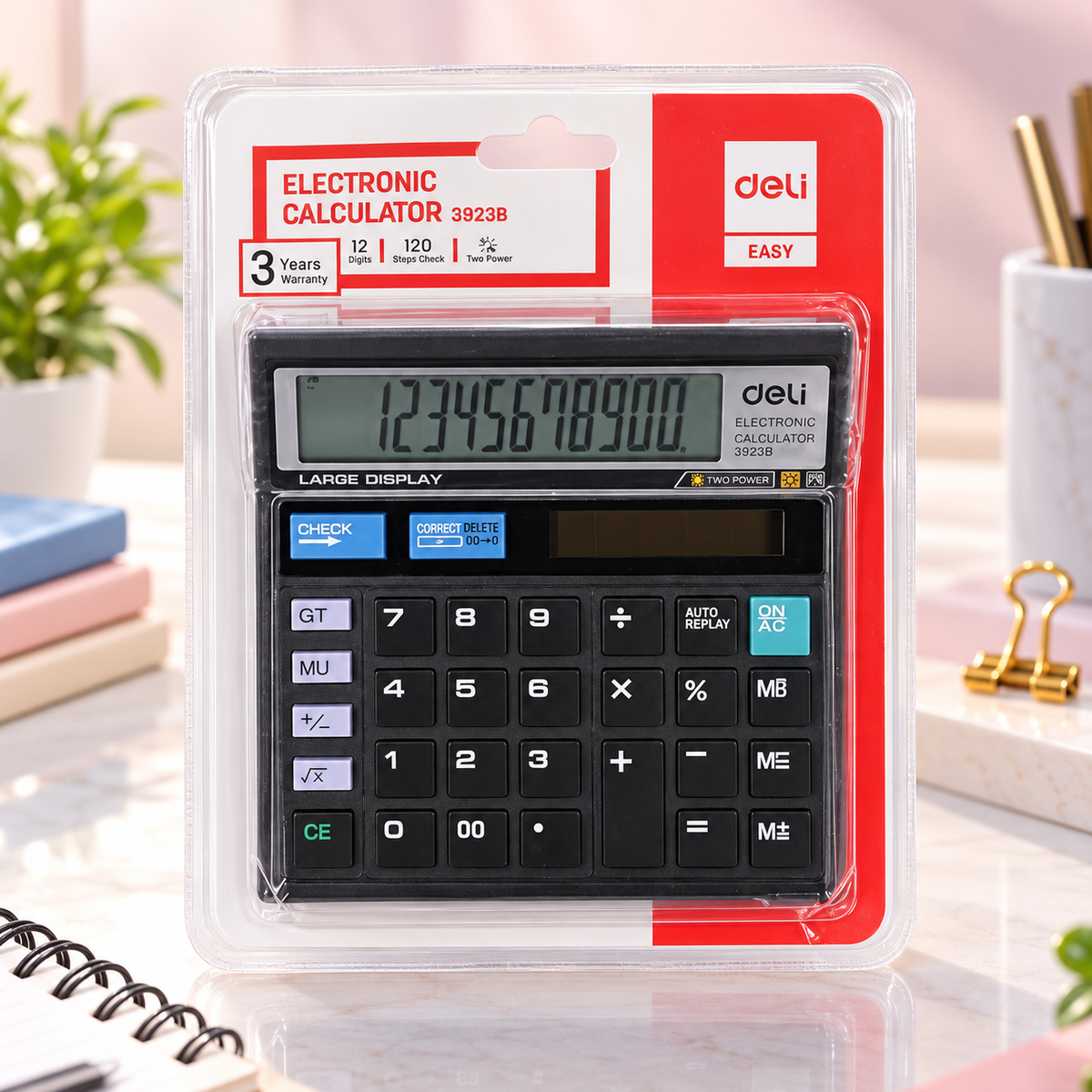Deli 39231 12-Digit Calculator with 120-Step Check Function