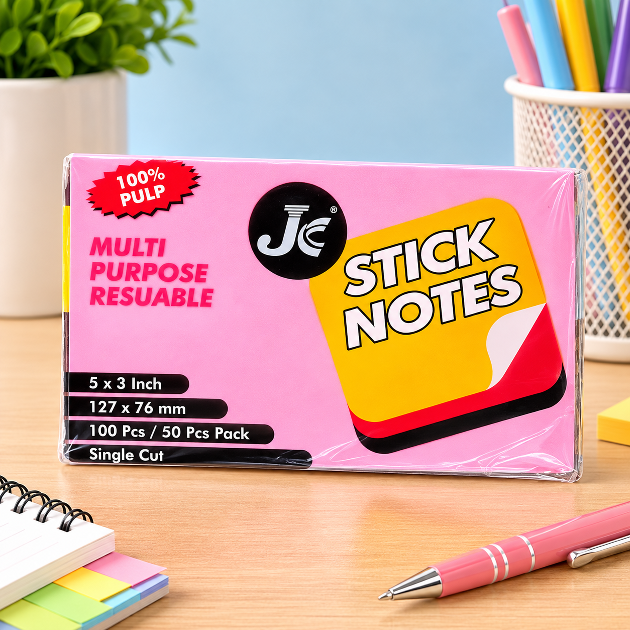 Pexon Sticky Notes 53M / Y53 – Single Cut | 5 × 3 Inch