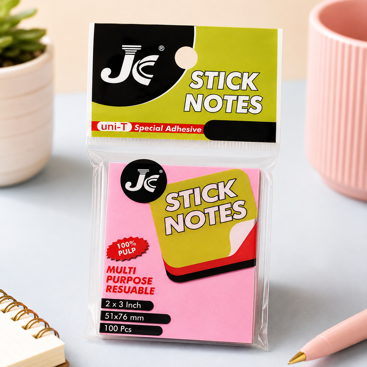 JC Sticky Notes 23M / Y53 – Single Cut | 2 × 3 Inch