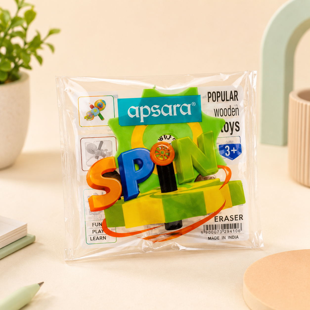 Apsara Spin Top Eraser – Set of 2