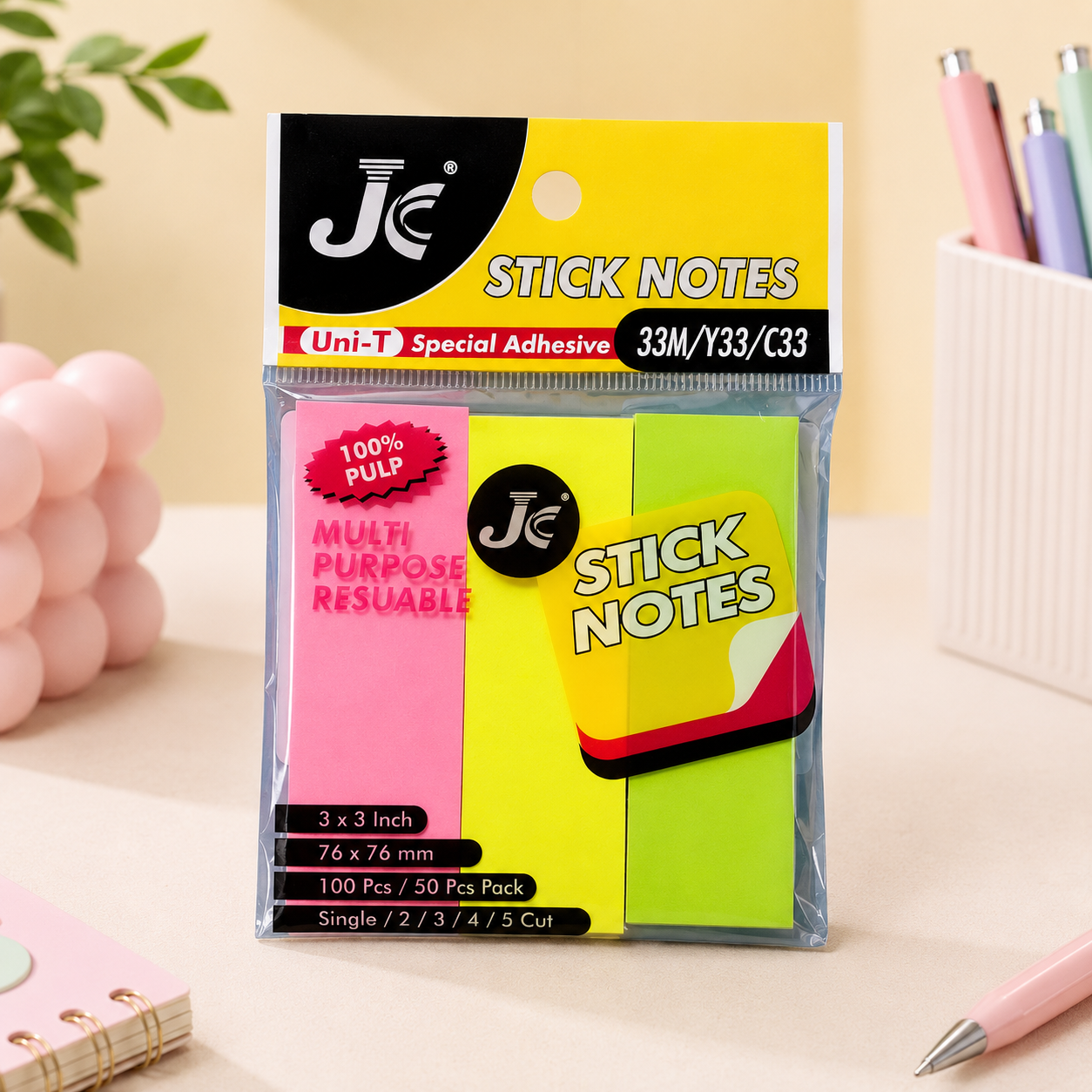JC Sticky Notes – 3 × 3 Inch