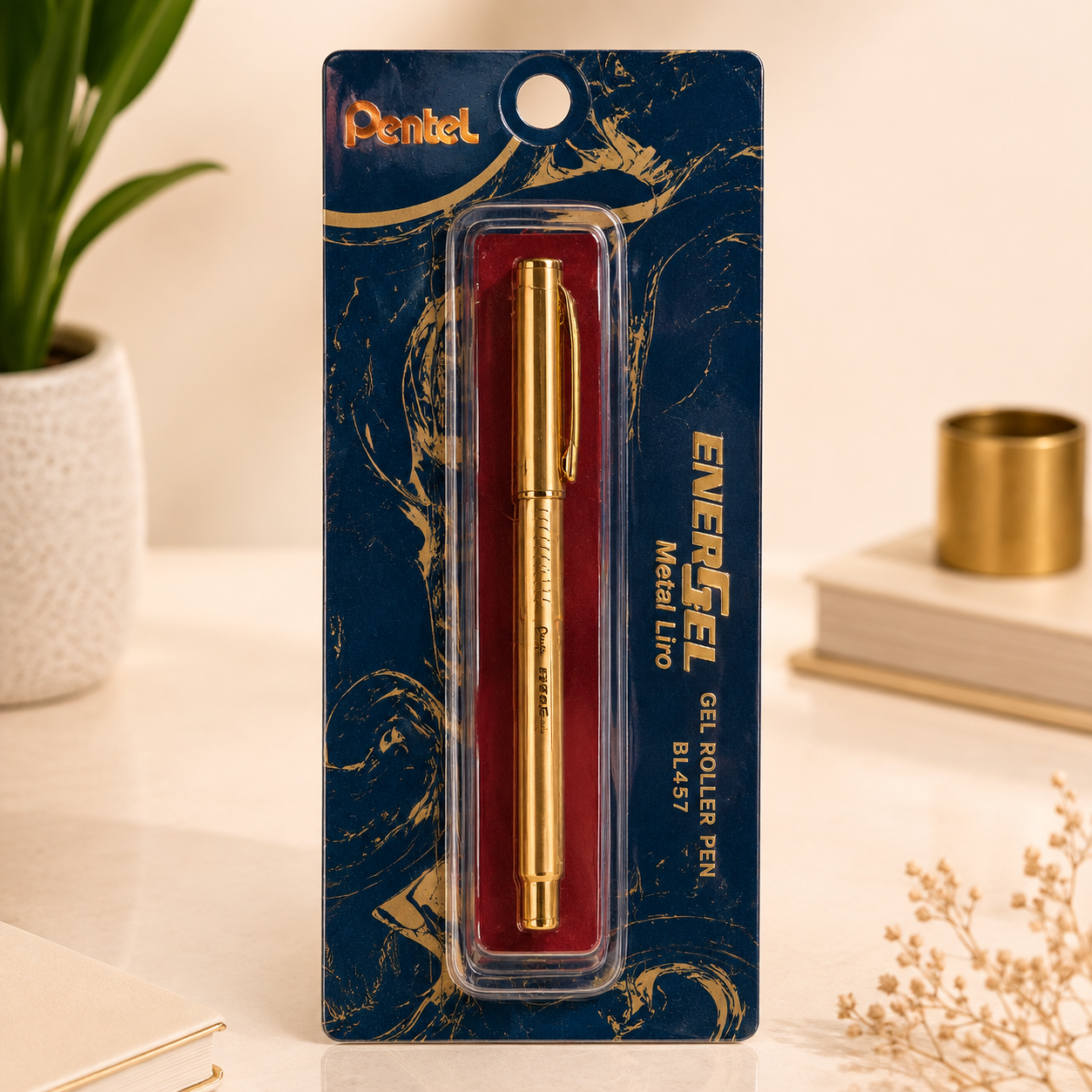 Pentel EnerGel Metal Lite – Gold Body