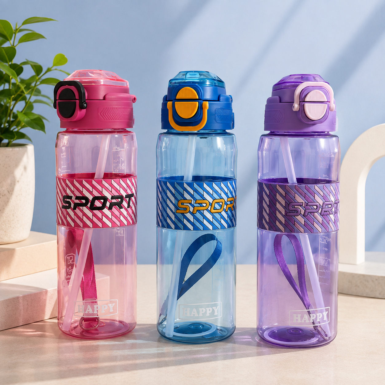 SportTwin 1L – Dual-Lid Sports Sipper Bottle