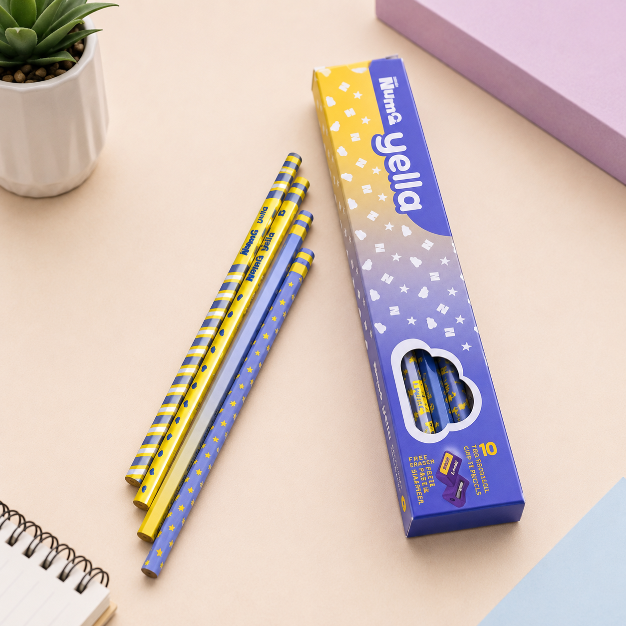 Camlin Numo Yella Hexagonal Grip Pencils – Pack of 10