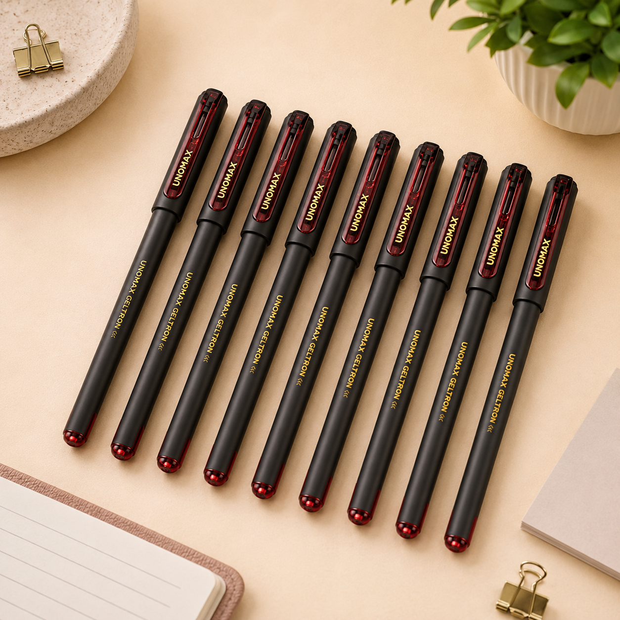 Unomax Geltron Red Gel Pen – Pack of 10