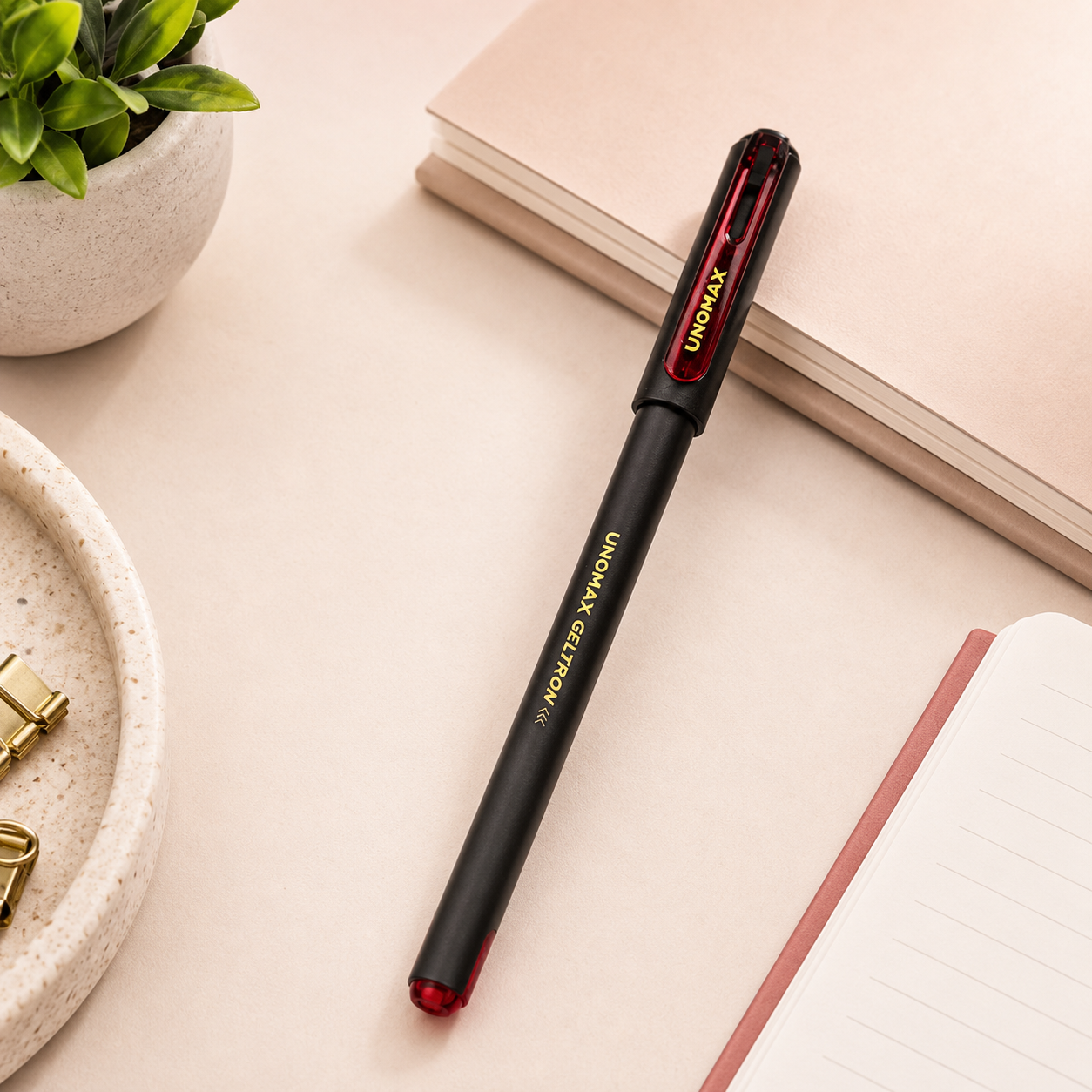 Unomax Geltron Red Gel Pen – Pack of 10