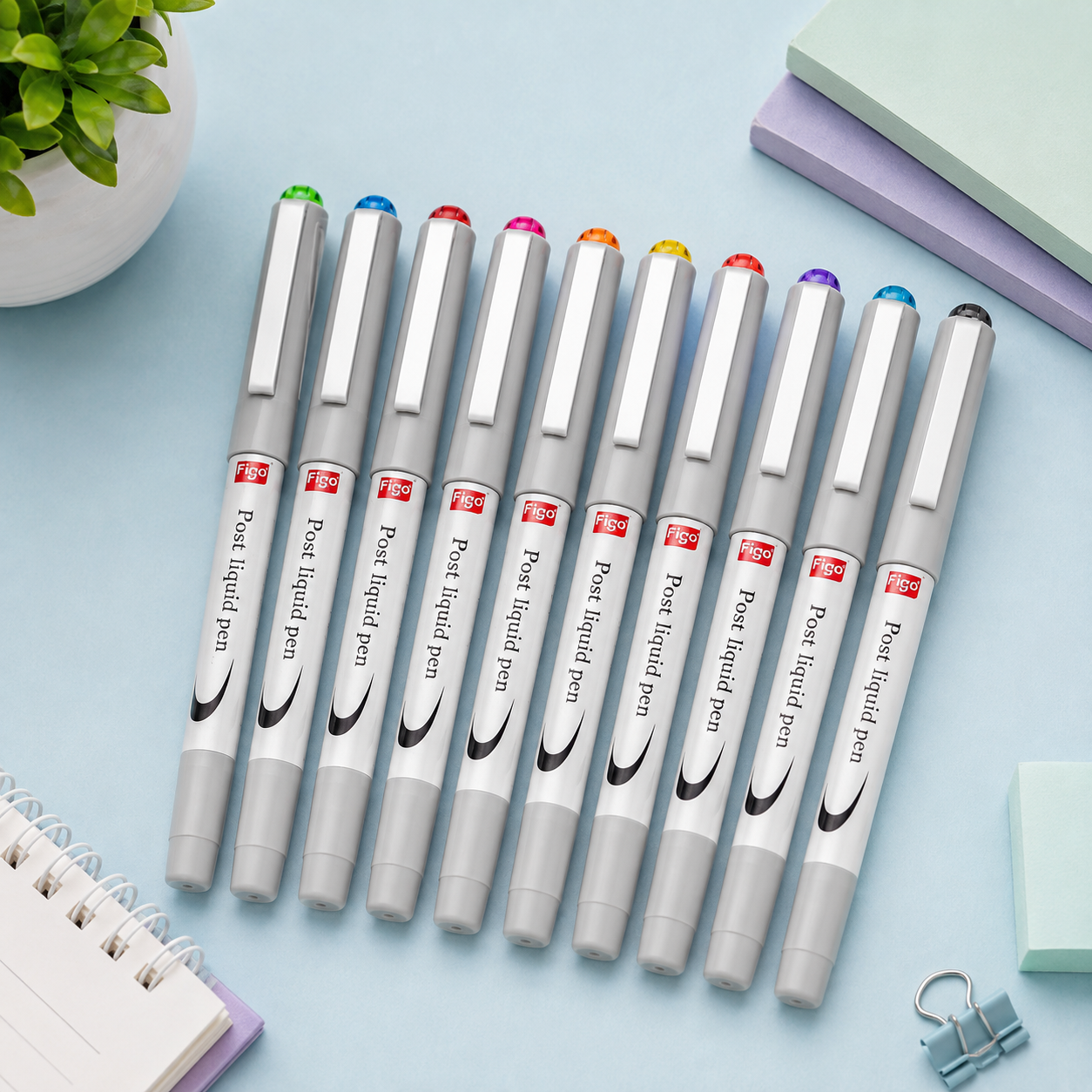 Figo Posh Liquid Roller Pen – Assorted Pack of 10 Colours