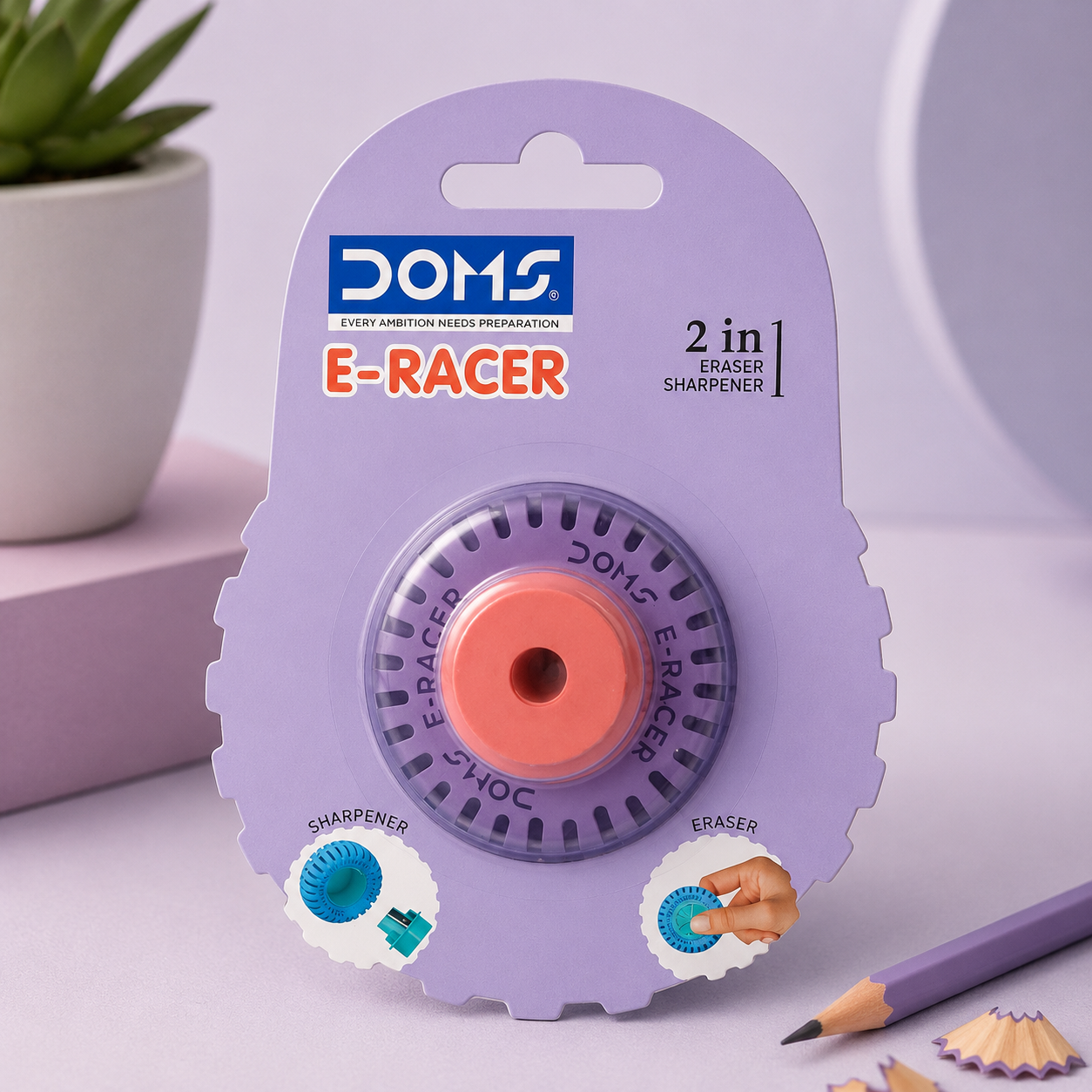 DOMS E-Racer 2-in-1 – Eraser & Sharpener
