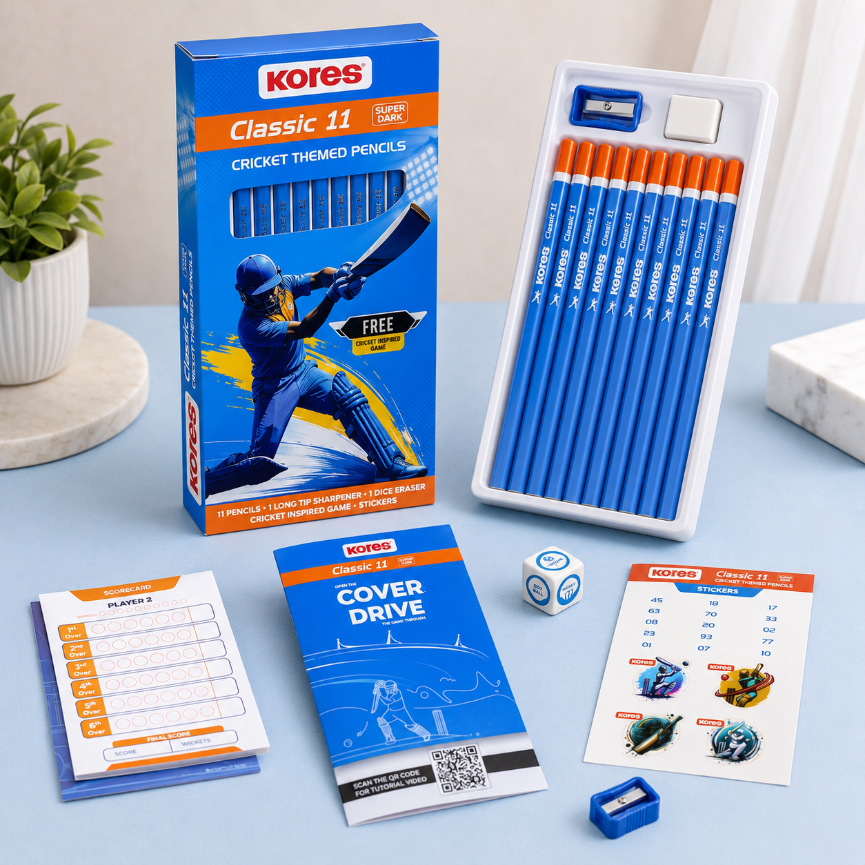 Kores Classic 11 Cricket-Themed Pencils