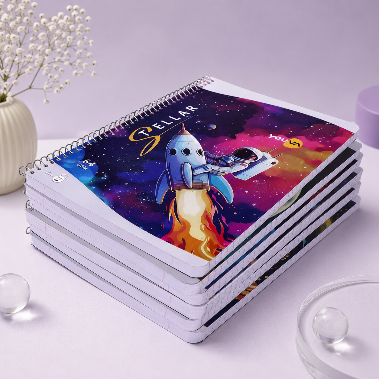 Stellar Spiral Long Notebook – Single Line (A4 Size)