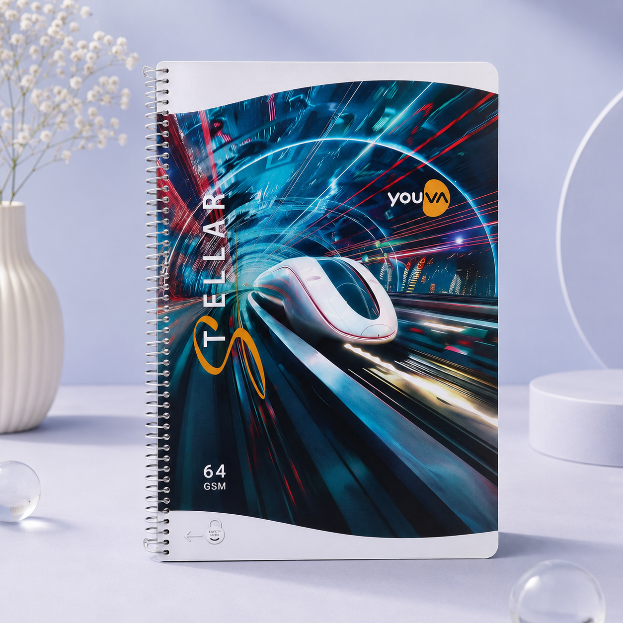 Stellar Spiral Long Notebook – Single Line (A4 Size)