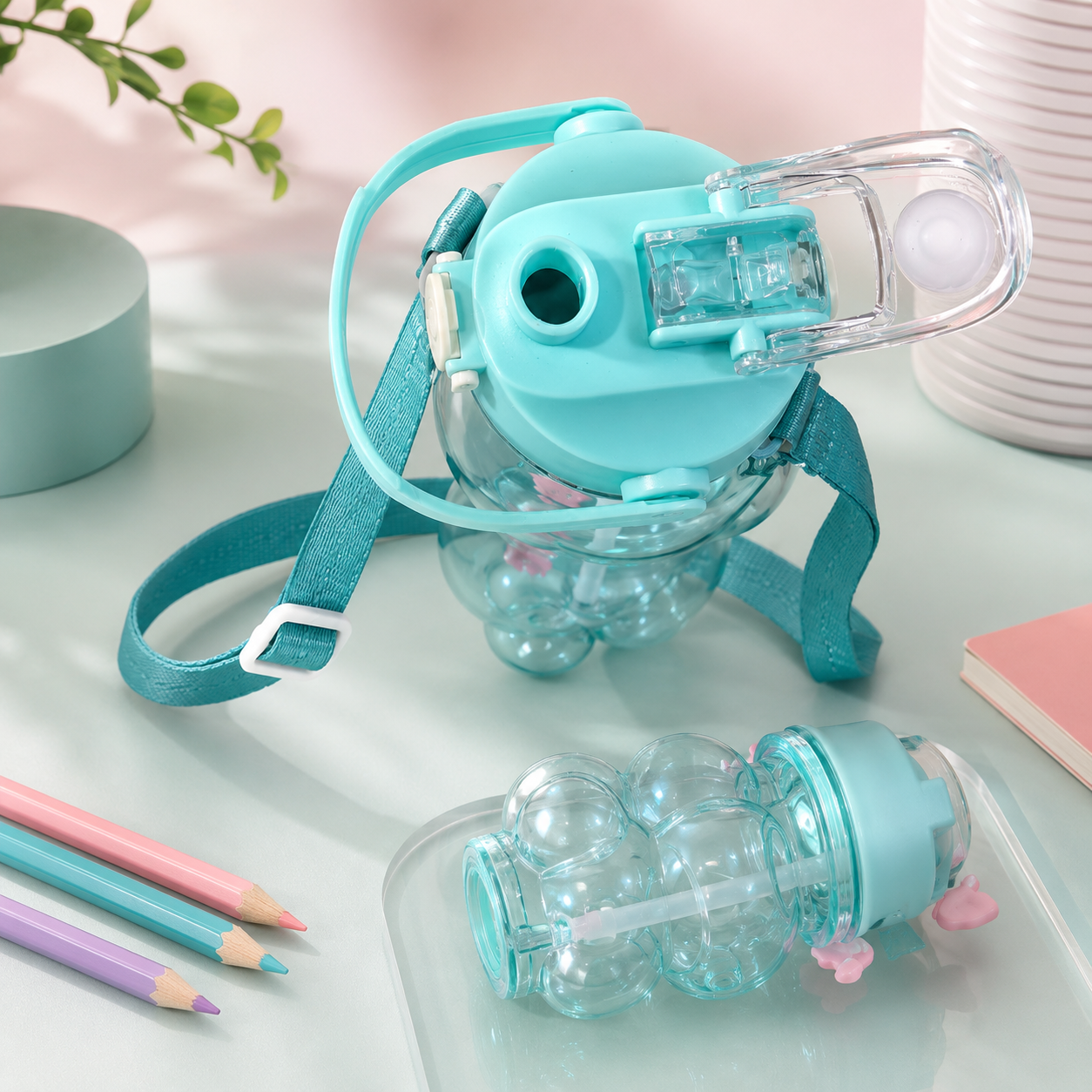 Teddy Shaped Sipper + Open Mouth Bottle – 500 ml
