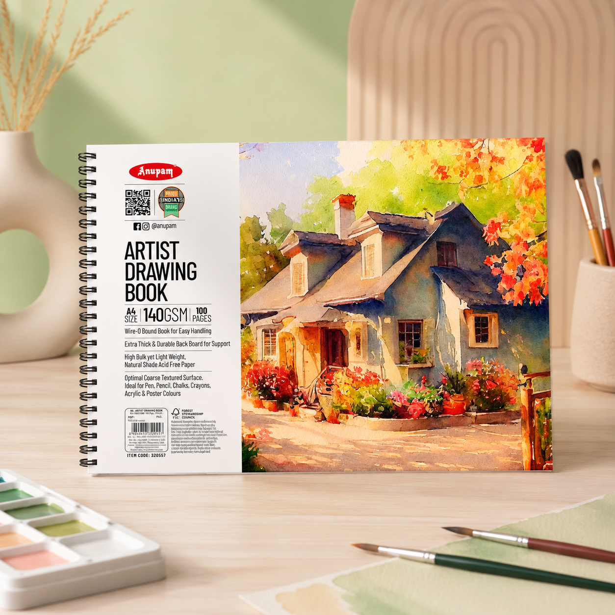 Anupam Artist Drawing Book – A4 | 140 GSM | 100 Pages