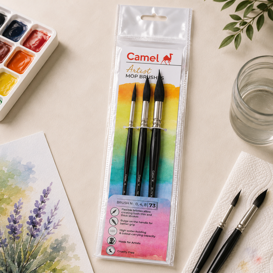 Camel Artist Mop Brush Set – Pack of 3 (Series 73)