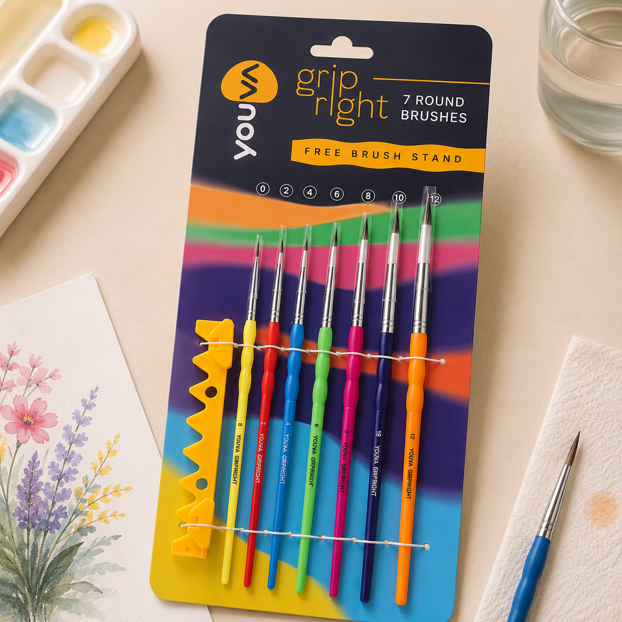 Navneet Youva Grip Right Round Brushes – Set of 7