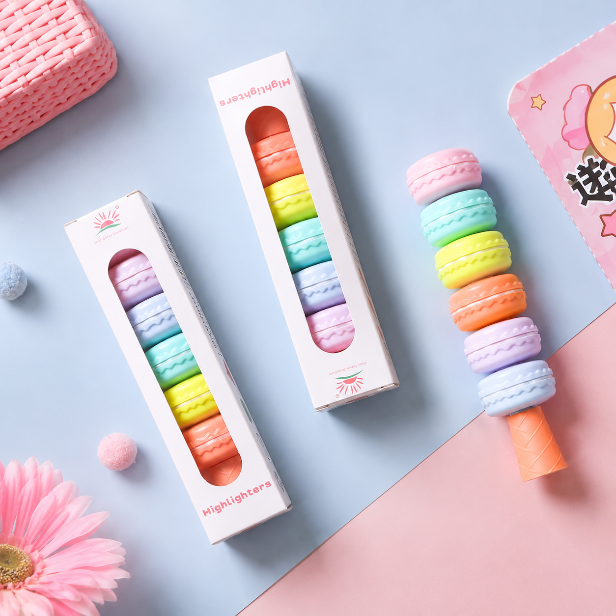 Korean Macaron-Shaped Highlighters – 5 Shades