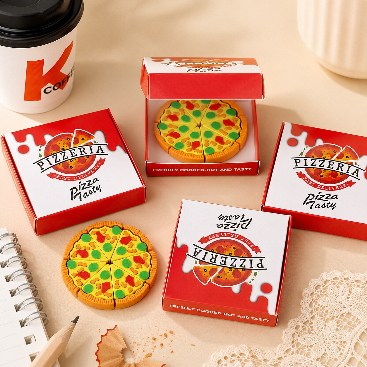 Korean Pizza Slice Erasers