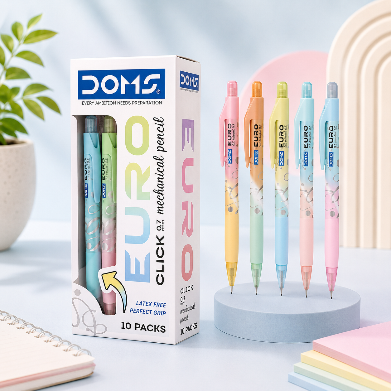 DOMS Euro 0.7 mm Mechanical Pencil Kit + 10 Lead Tubes