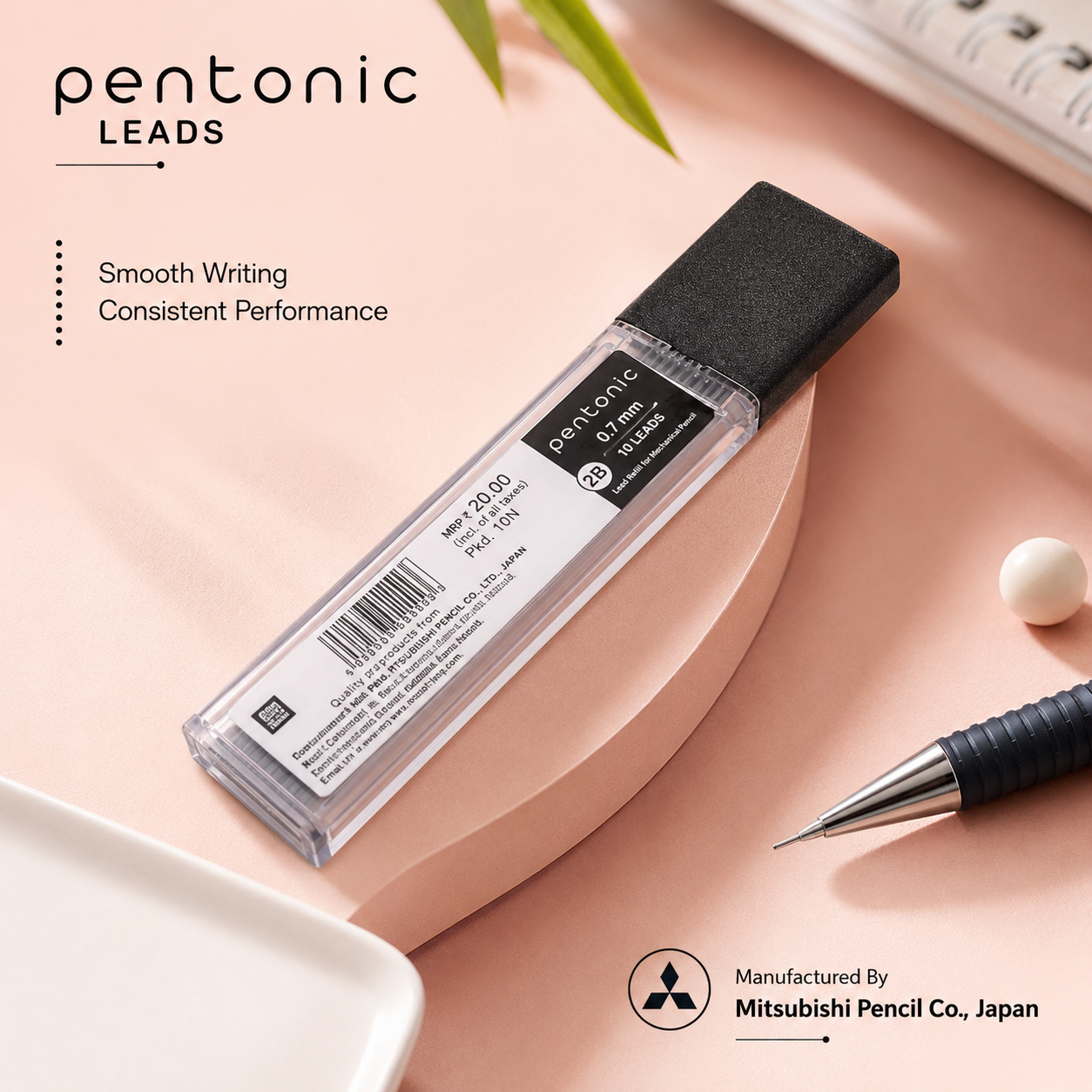 Pentonic 0.7 mm Leads by Mitsubishi Pencil Japan | Tube of 10 Leads