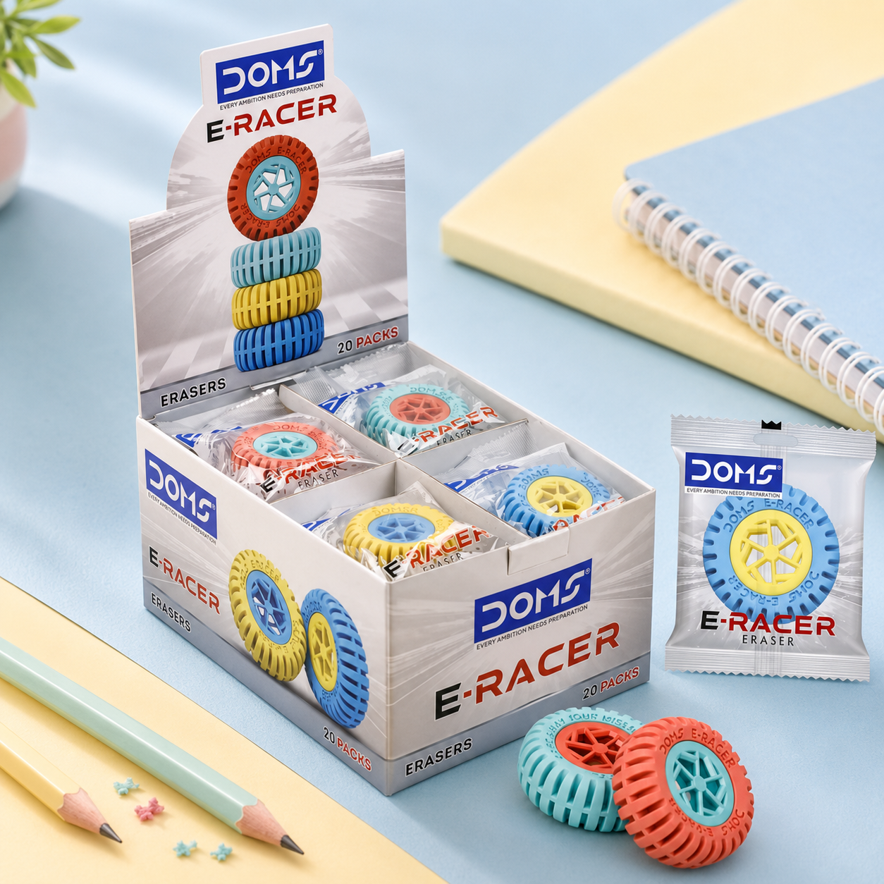 DOMS E-Racer Mini Erasers | Pack of 5
