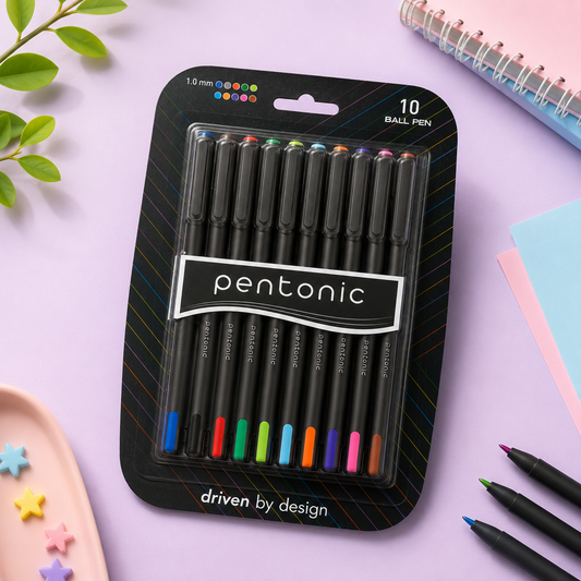Pentonic Ball Pens | Assorted Colours | Set of 10