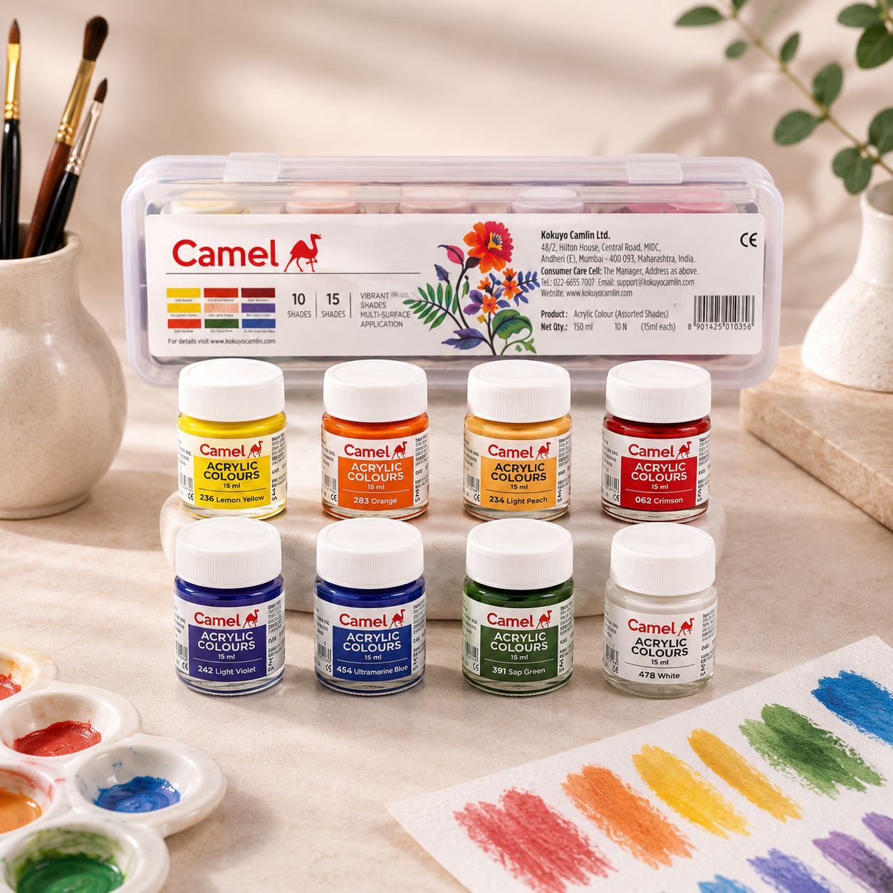 Camel Acrylic Colours – 10 Shades × 15 ml (Ultra Range)