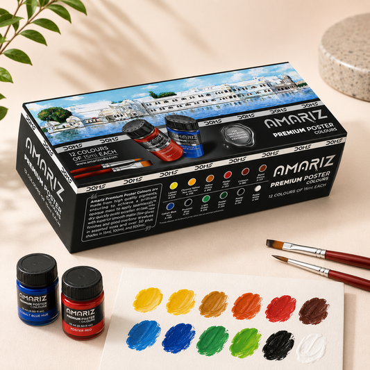 Amariz Premium Poster Colours – 12 Shades × 15 ml