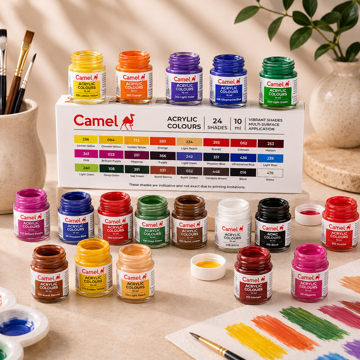 Camel Acrylic Colours – 24 Shades Set