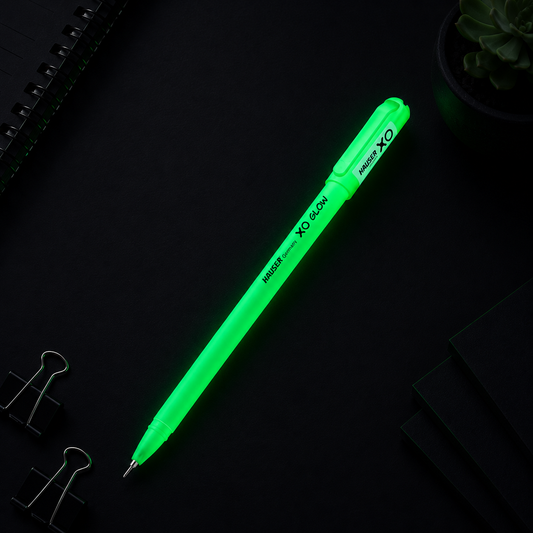Hauser XO Glow | Glow-in-Dark Ball Pens | Pack of 10