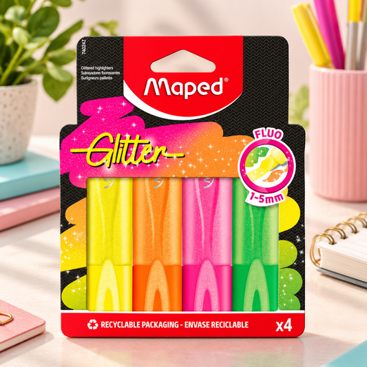 Maped Glitter Highlighters – Fluorescent Colours