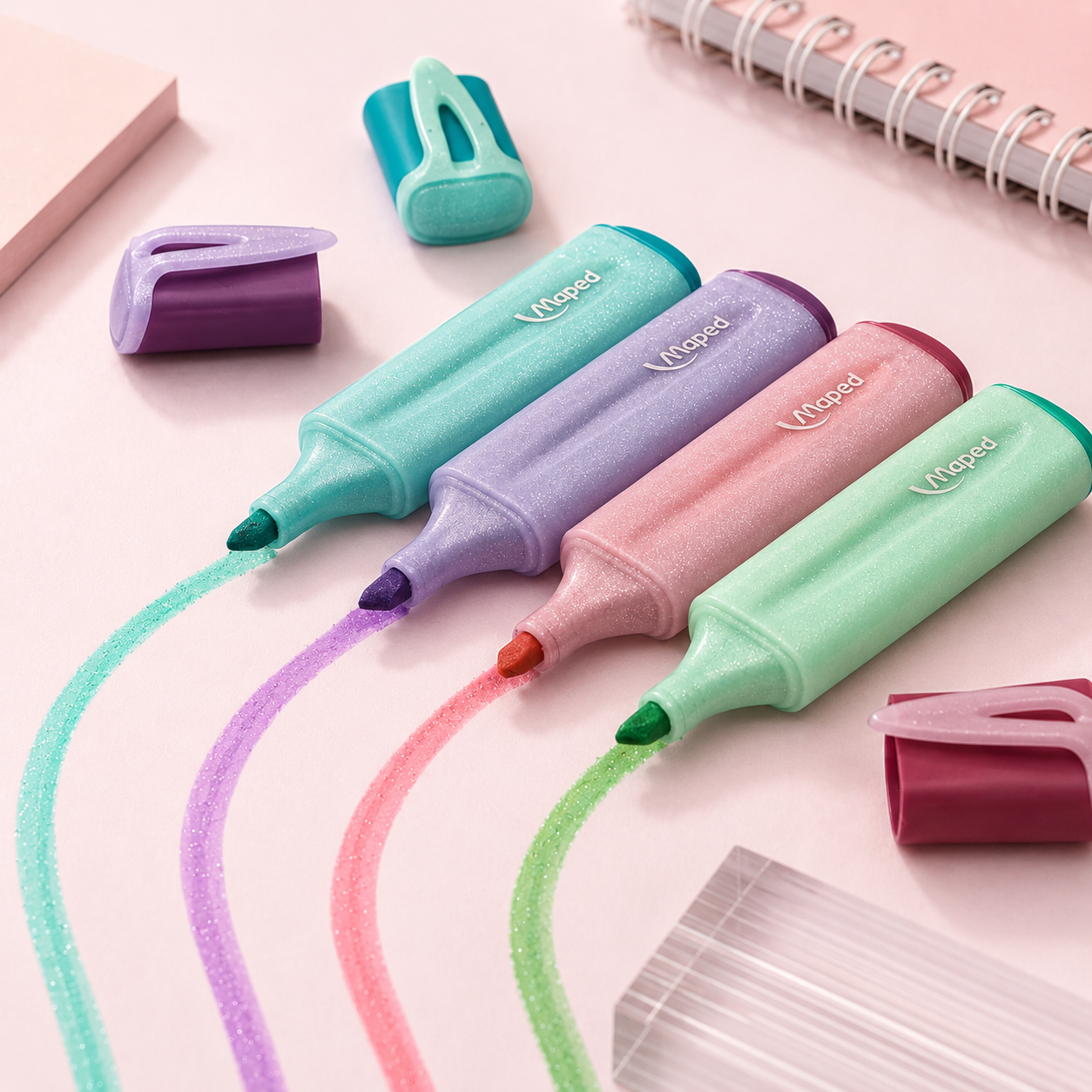 Maped Glitter Pastel Highlighters – Set of 4