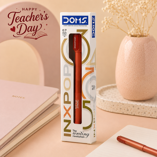 DOMS Inxpop Red Ball Pen – Teacher’s Day Edition | Pack of 10