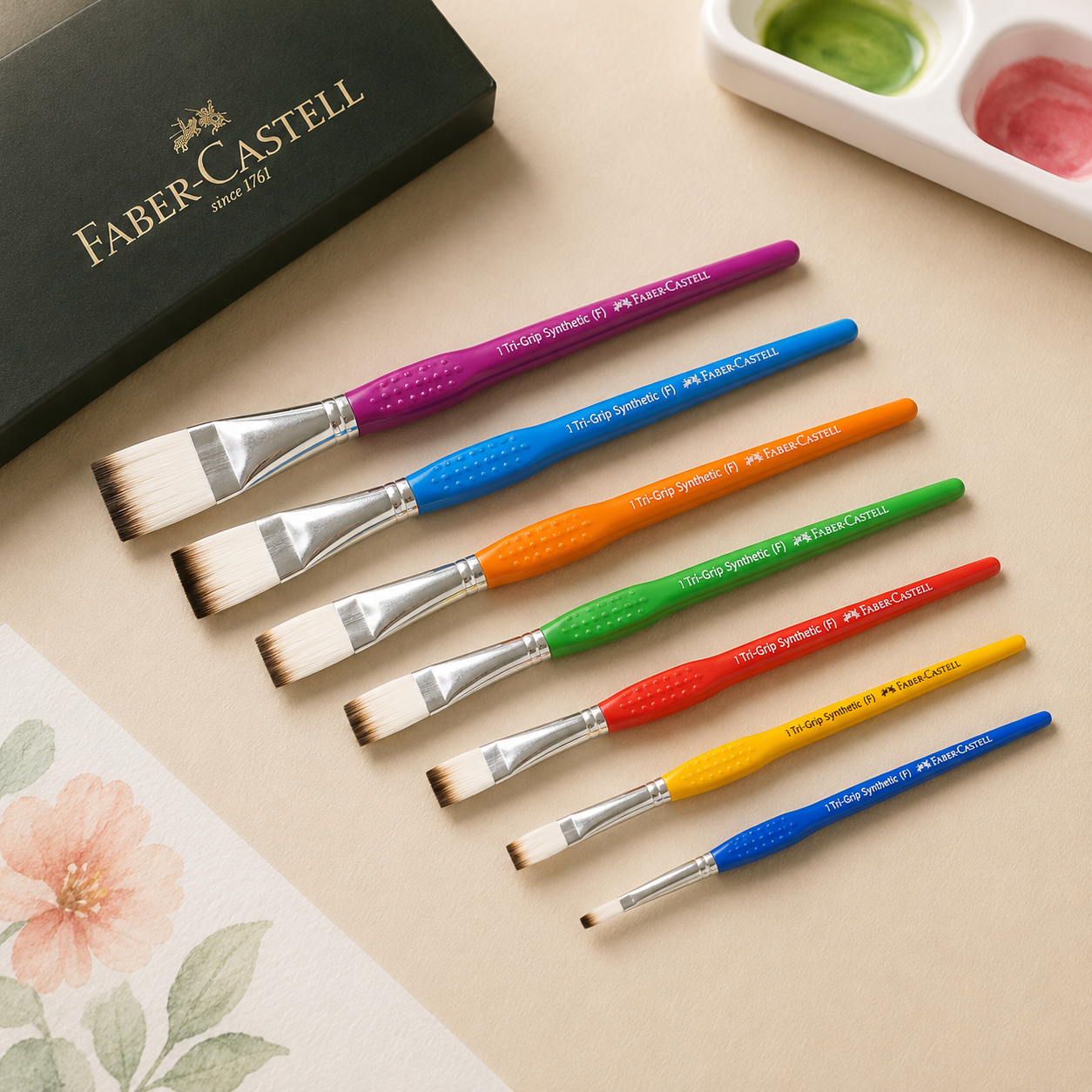 Faber-Castell Tri Grip Flat Paint Brushes