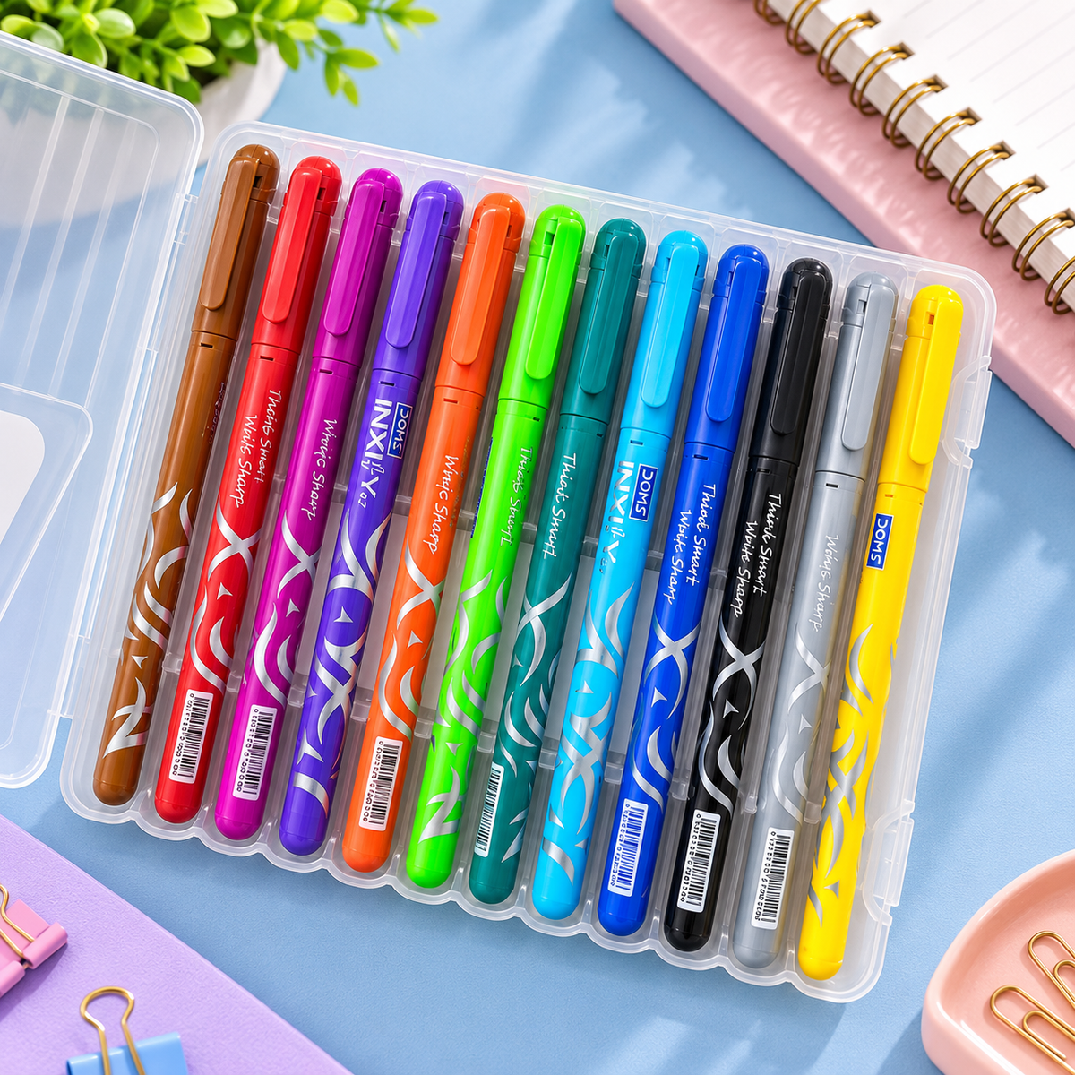 DOMS INXIFY Ball Pen Set – 12 Shades