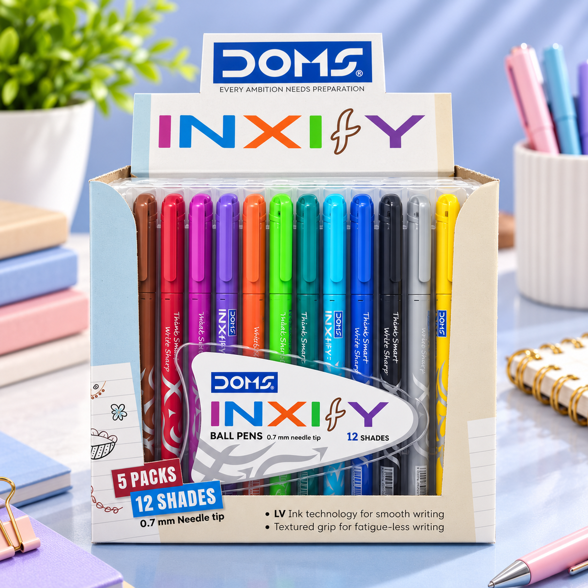 DOMS INXIFY Ball Pen Set – 12 Shades