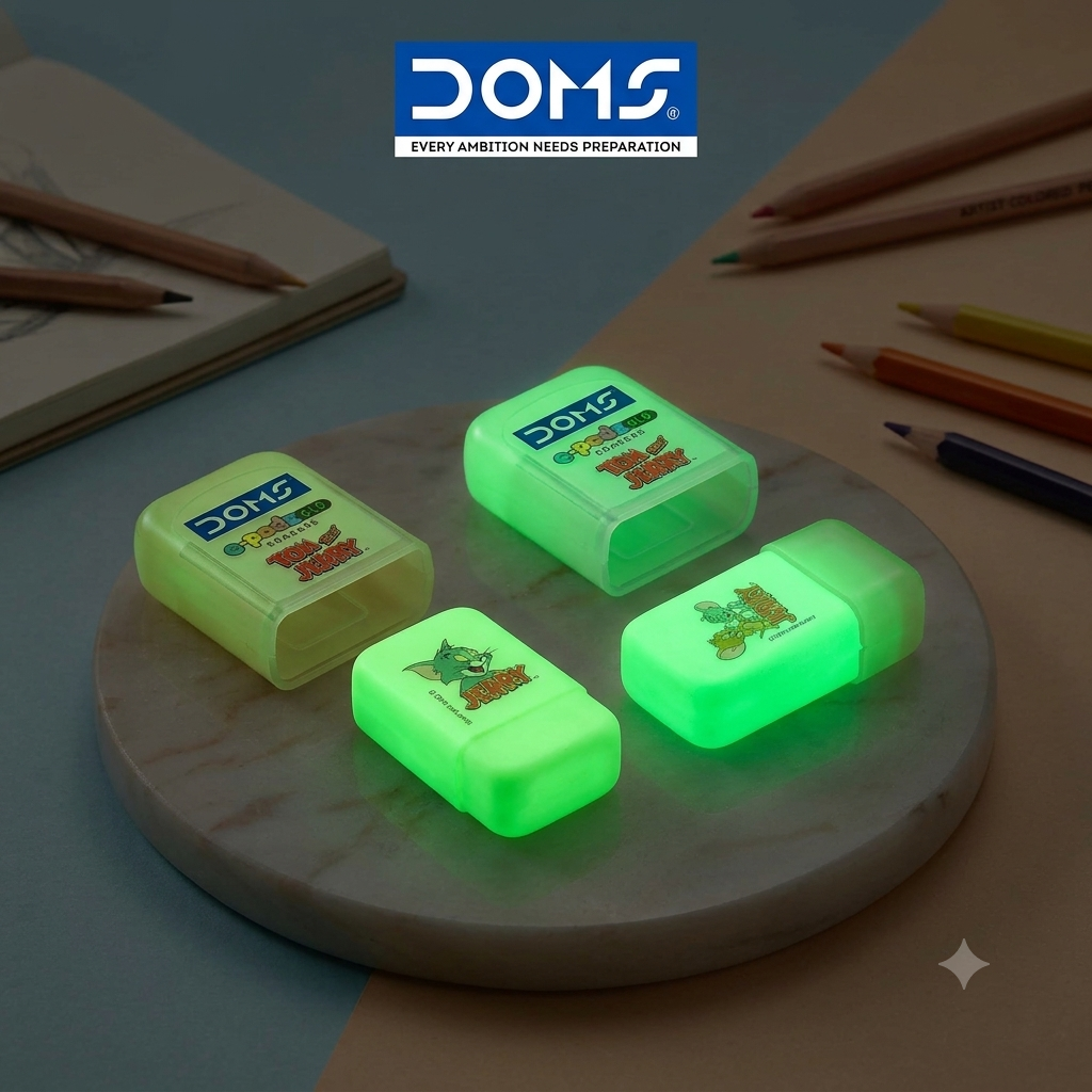 DOMS E-Pods Glow in the Dark Erasers – Tom &Jerry | Set of 5