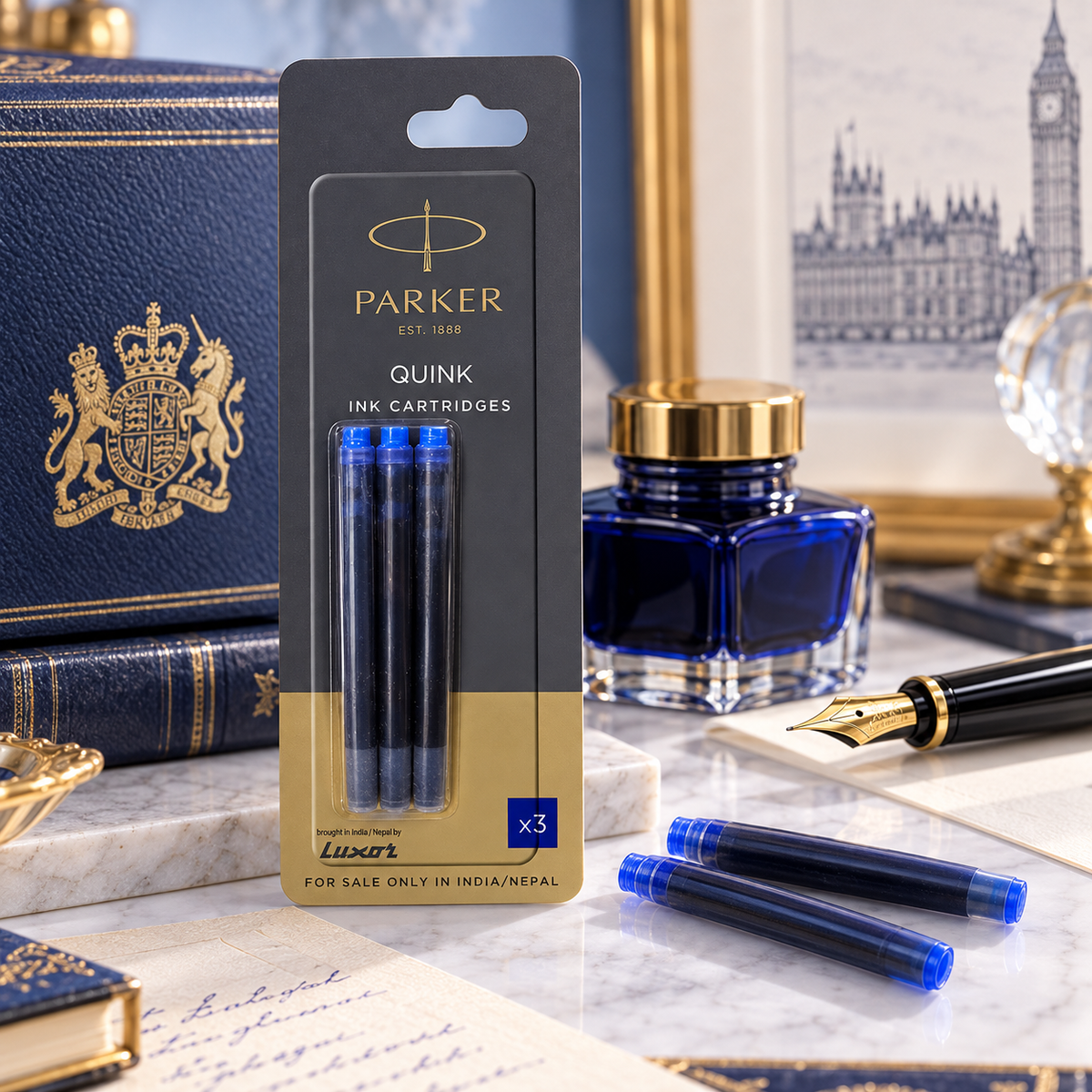 Parker Quink Ink Cartridges Pack of 3 – Fountain Pen Ink Refills